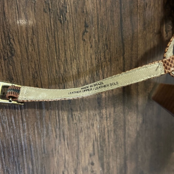 Via Spiga Brown/Tan Strappy Slingback Snakeskin Patterned Chunky Wood Heel SZ 6 - Picture 9 of 9